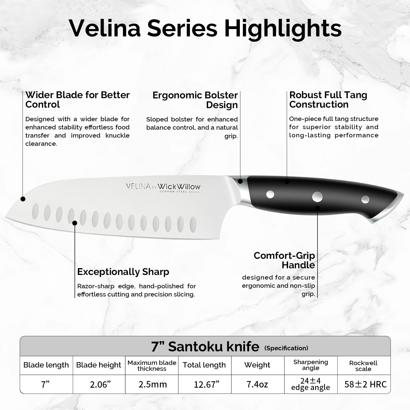 7 Inch Santoku Knife - Image 5
