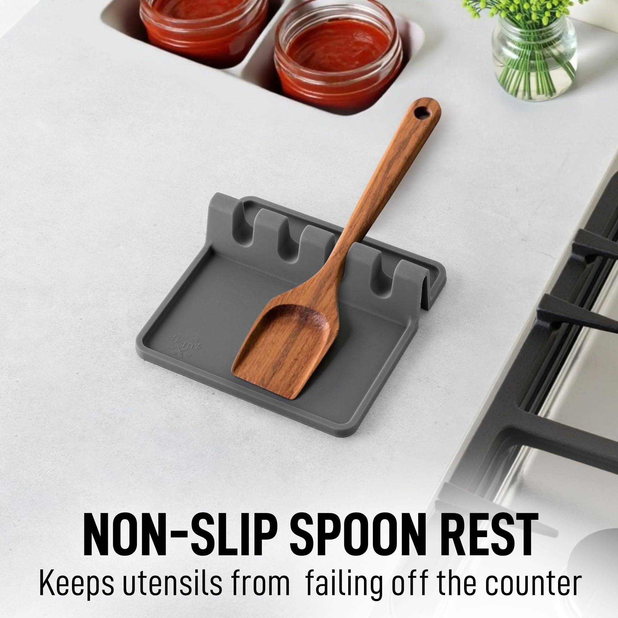 Silicone Utensil Rest with Drip Pad - Image 4