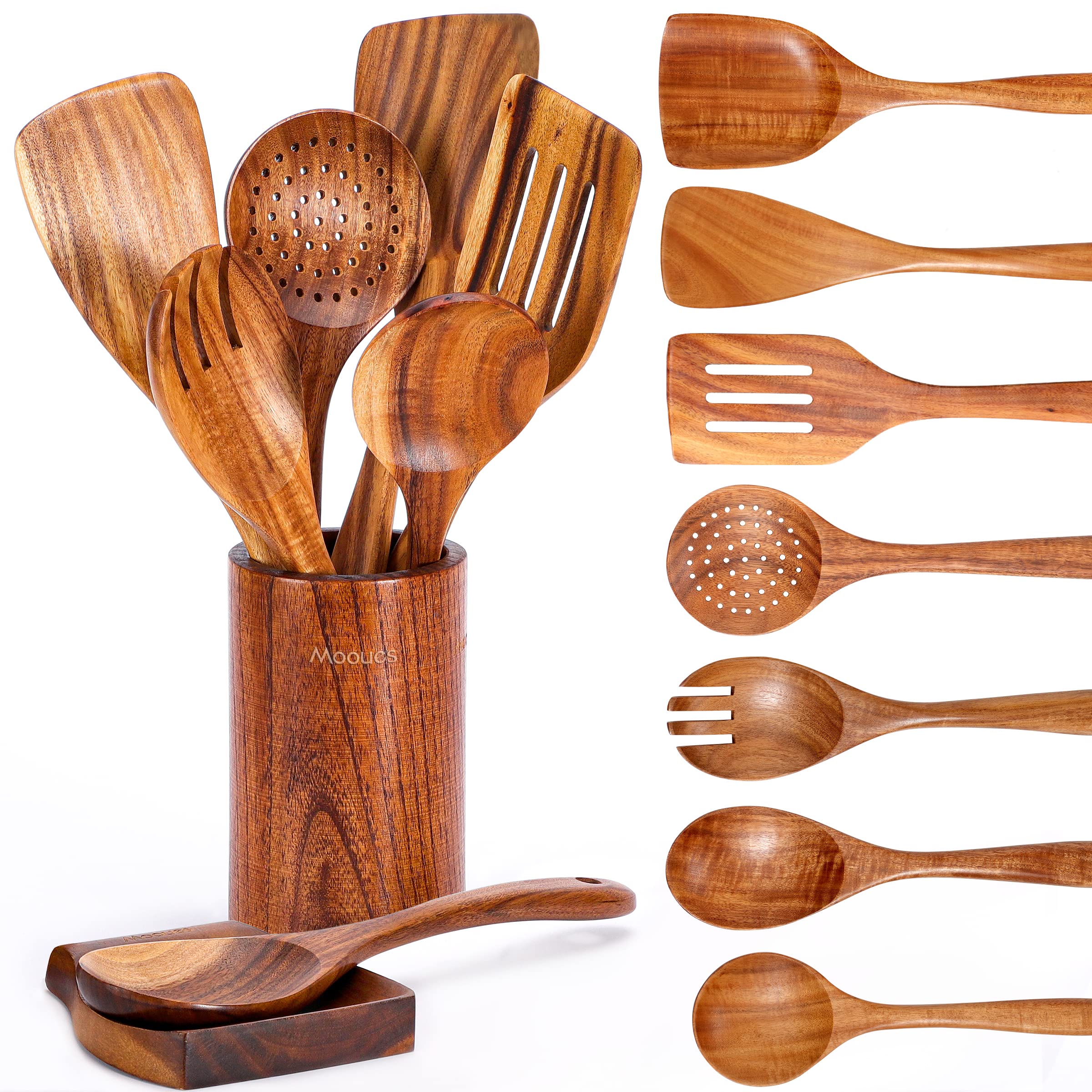 Natural Teak Wooden Kitchen Utensil Set